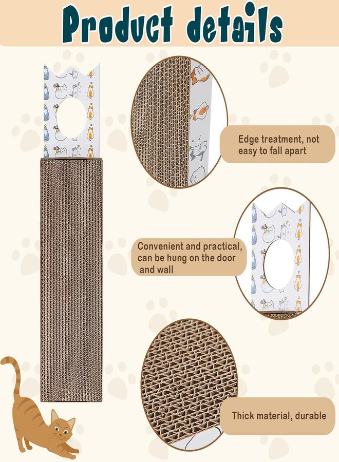 Dansydaisy 4 Pcs 15 Inch Door Hanging Cat Scratcher Cardboard Cat Scratching Board Reversible Door Hanger Scratcher Kitty Scratching Post Pad Mat for Indoor Doorknob Wall Floor - Image 3